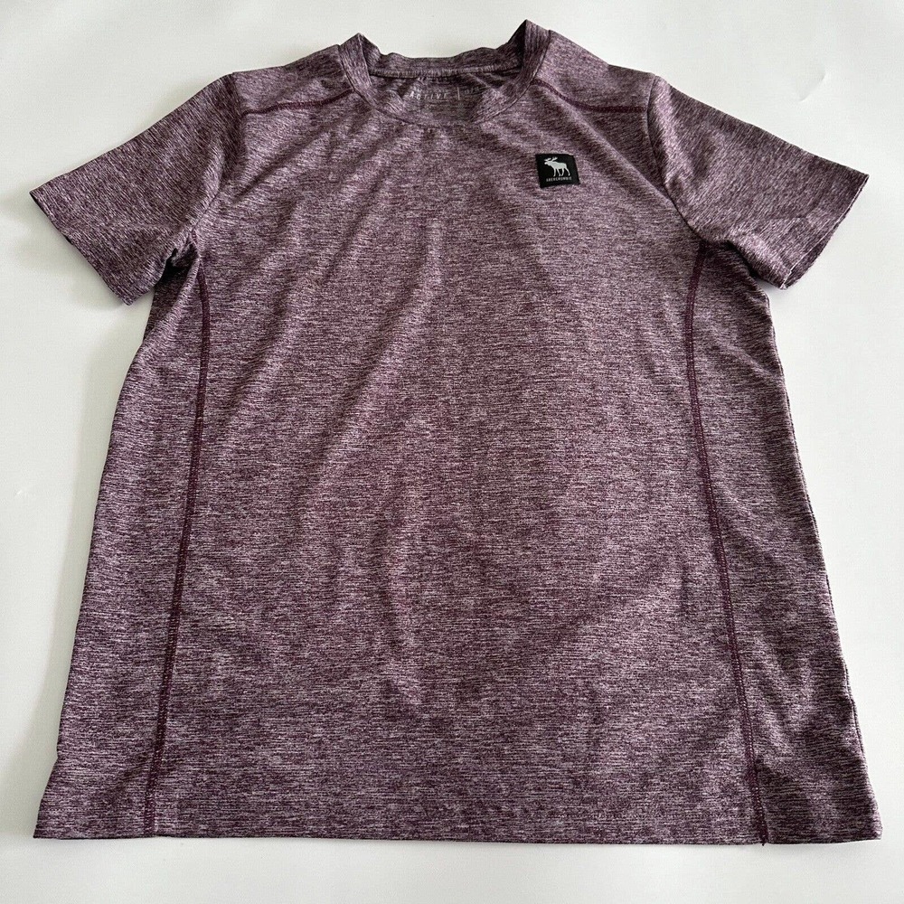 Abercrombie & Fitch T-Shirt Boys 13/14 Heather Maroon Fit Polyester Short Sleeve